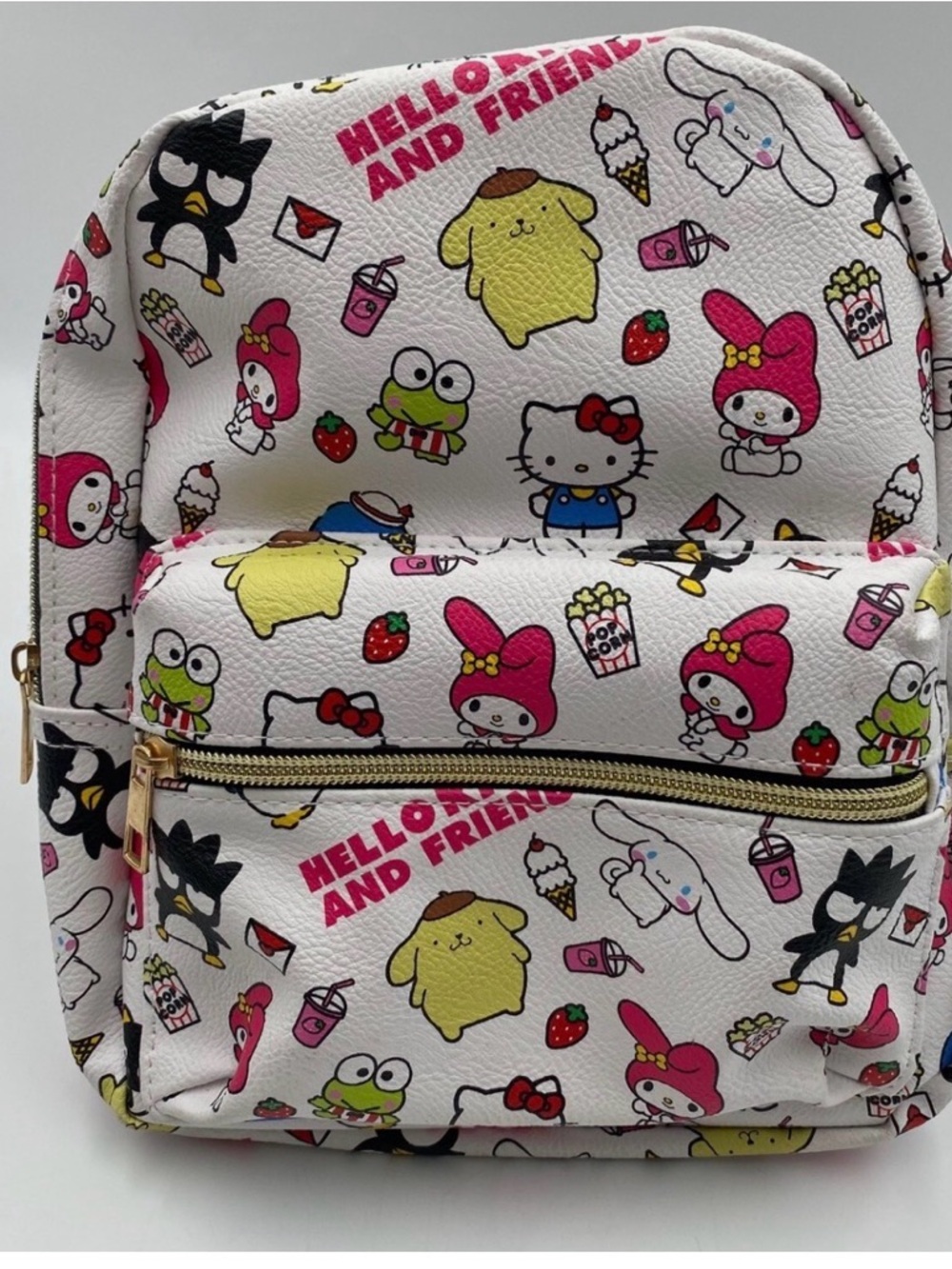 Sanrio White Mini Backpack with Colorful Character Print